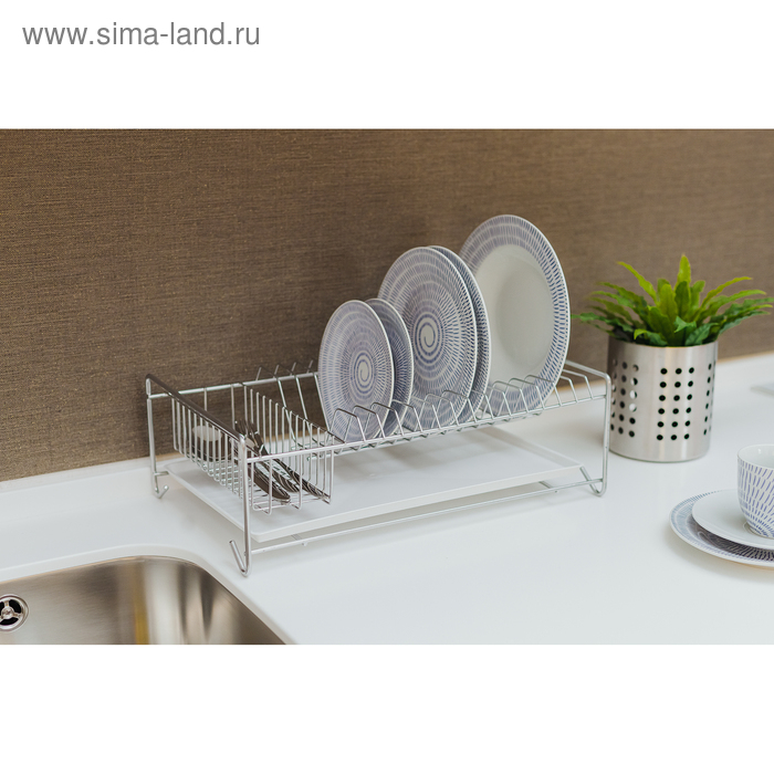 Сушилка для посуды с поддоном, 40&times;23&times;15 см, цвет хром