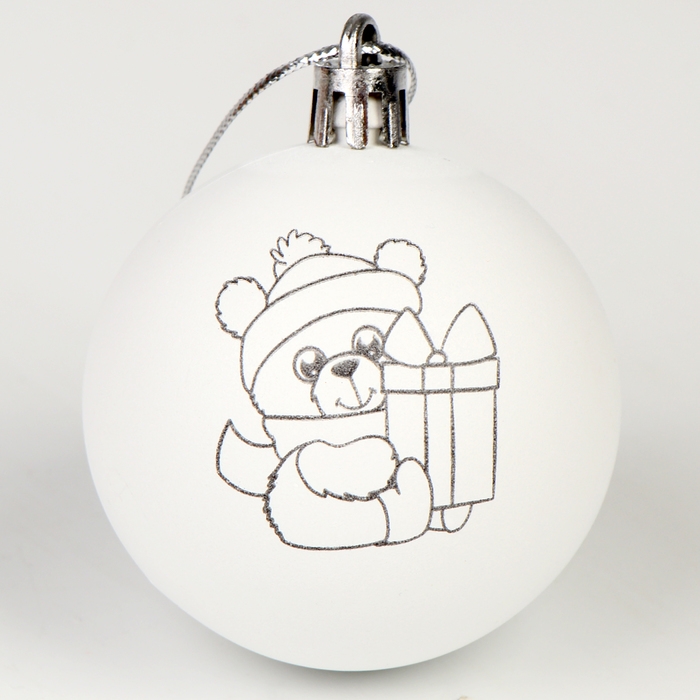 Ёлочные шары под раскраску на новый год &laquo;Волшебный подарок&raquo;&lrm;, 2 шт, новогодний набор для творчества