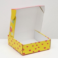 Коробка самосборная "Любовь это...", розовая, 23 х 23 х 8 см 1шт