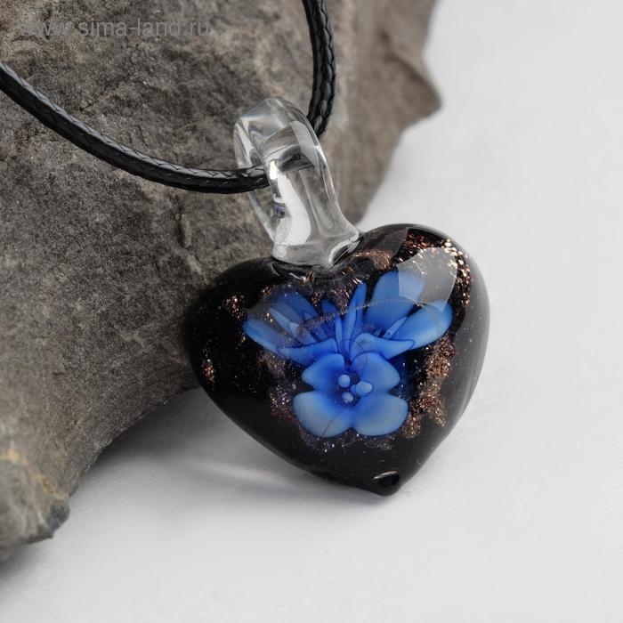 Кулон &laquo;Муранское стекло&raquo; малый, сердечко темное, цвет МИКС, 45 см