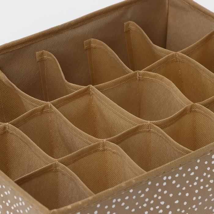 Органайзер для хранения белья Доляна Points, 18 ячеек, 35&times;30&times;12 см, цвет бежевый