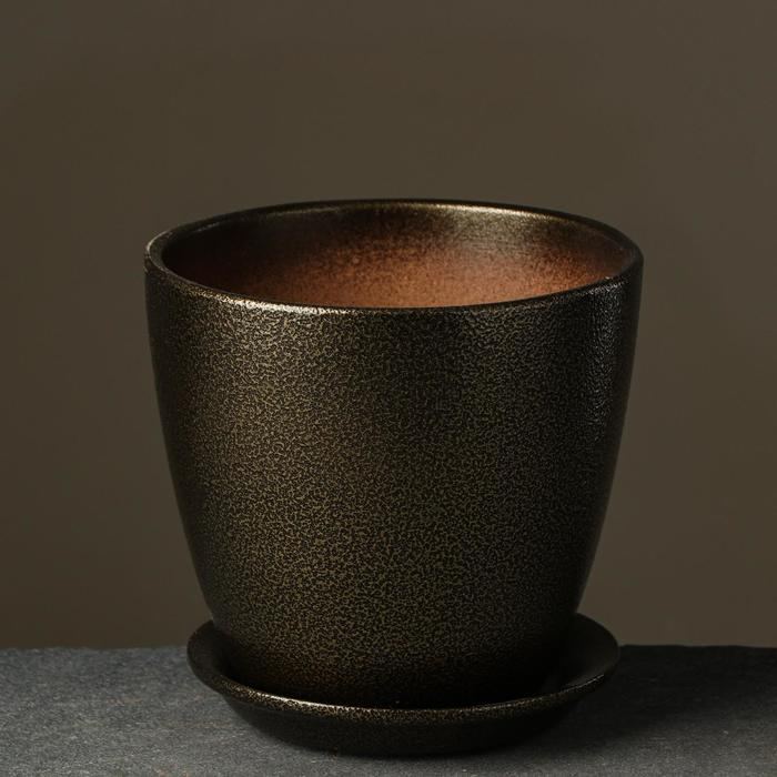 Набор горшков  "Глянец бутон" черно-золотой, 4 предмета  1 / 2 / 3,8 / 5,4 л