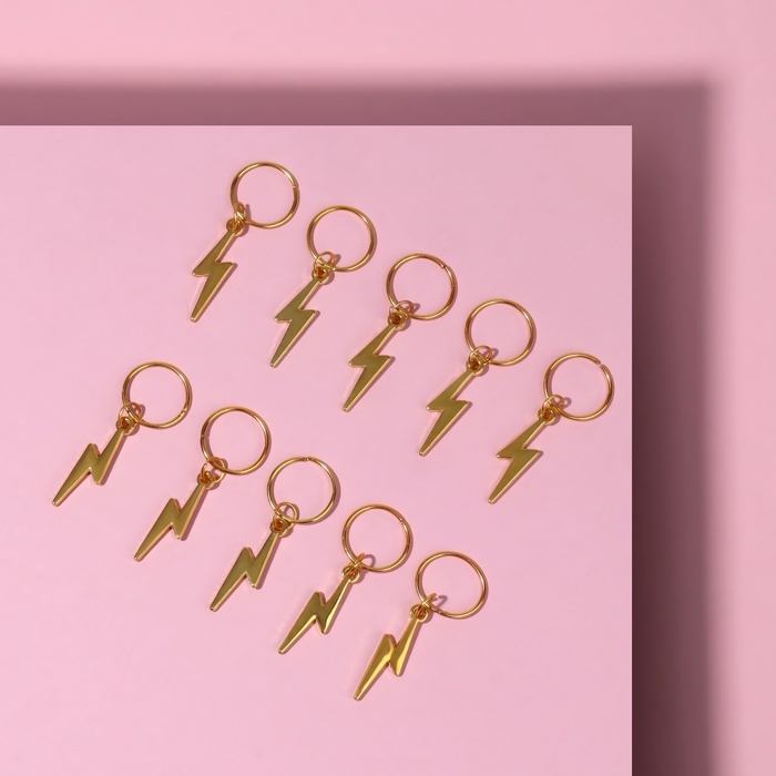 Пирсинг для волос &laquo;Молния&raquo;, 4,1 &times; 1,3 см, 10 шт, цвет золотистый