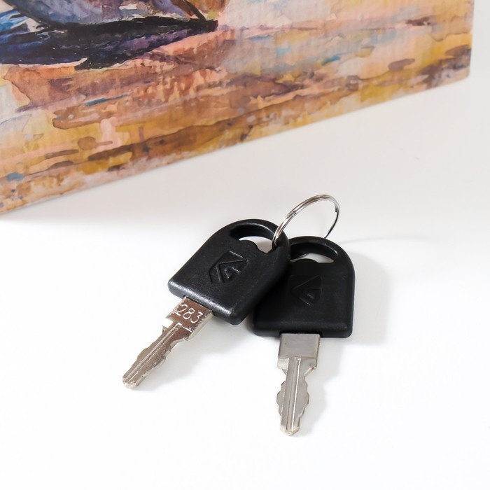 Сейф-книга дерево кожзам "Лодка на берегу моря" 21х13х5 см