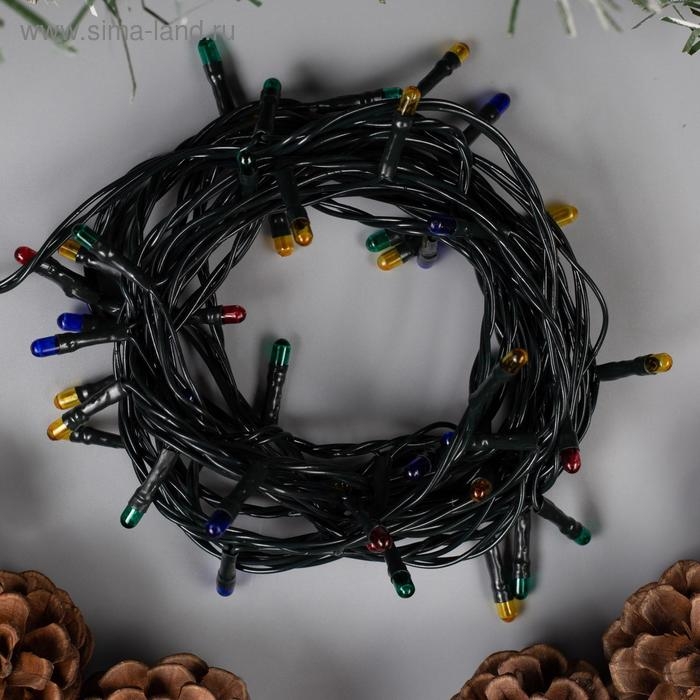 Гирлянда &laquo;Нить&raquo; 5 м, IP20, тёмная нить, 50 ламп, свечение мульти, 8 режимов, 220 В