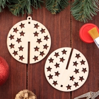 Деревянная игрушка на ёлку "Звездочки", шар, диаметр 8 см