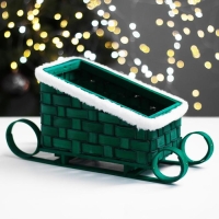 Кашпо &laquo;Сани&raquo;, зелёное, 23&times;13,5&times;10,5/16,5 см, шпон