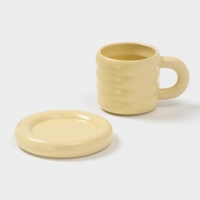 Чайная пара Доляна &laquo;Зефир&raquo;, 350 мл, керамика, жёлтая