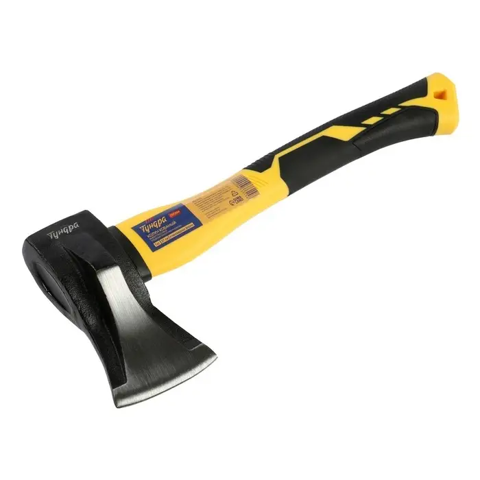 Колун кованый ТУНДРА ПРОФИ, клиновидная форма, фиберглассовое 3К топорище 37 см, 1 кг