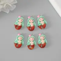 Подвеска для творчества пластик "Русалочка с голубыми волосами" 3,4х2,1х0,6 см