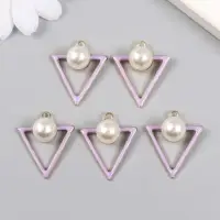 Декор для творчества металл, пластик, эмаль "Треугольник с бусинкой" 2,4х2,8 см