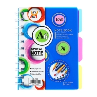 Блокнот на гребне А6, 100 листов, линия, обложка пластик, с разделителями, Ассорти МИКС