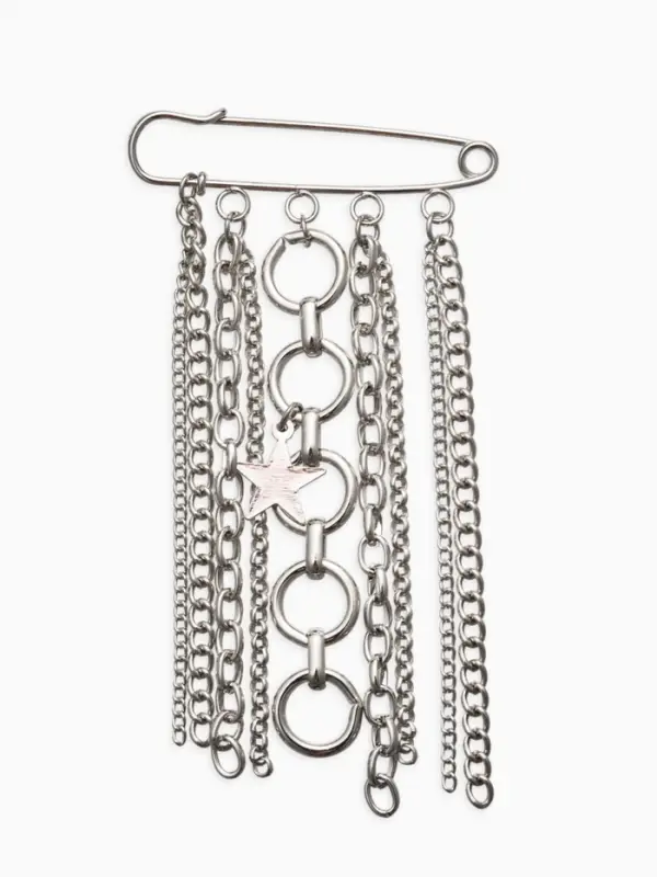 Булавка с подвесами "Звезды", цвет серебро L=6см