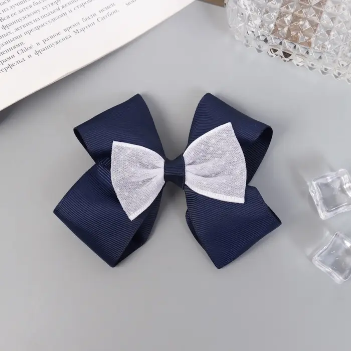 Резинка для волос бант &laquo;Школьница&raquo;, 9&times;6 см, сине-белая