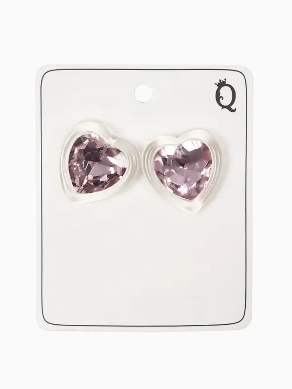 Серьги "Кристалл" сердце, цвет прозрачно-розовый