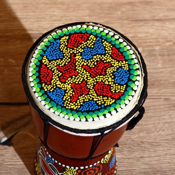 Сувенирный музыкальный инструмент "Барабан Джембе Разноцветный" 13x13x24 см, МИКС