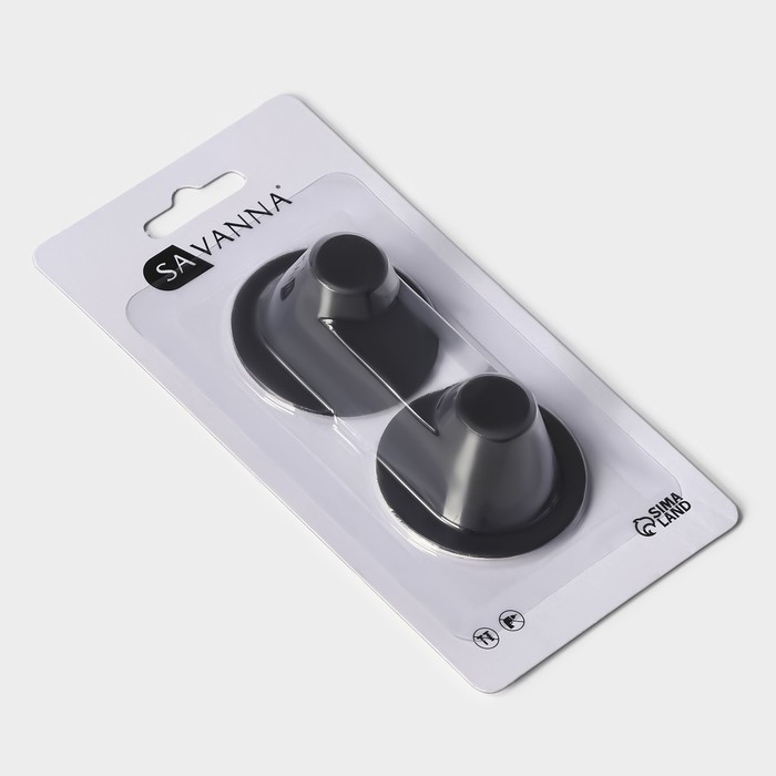 Крючки самоклеющиеся SAVANNA Black Loft, 2 шт, металл, 3&times;5,2 см, цвет чёрный