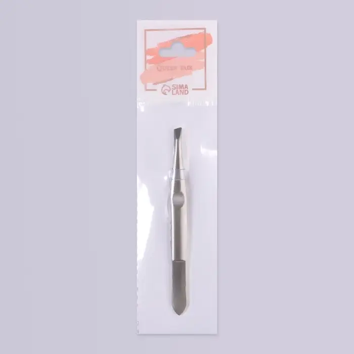 Пинцет для бровей и ресниц, со скошенным краем, узкий, 9 см