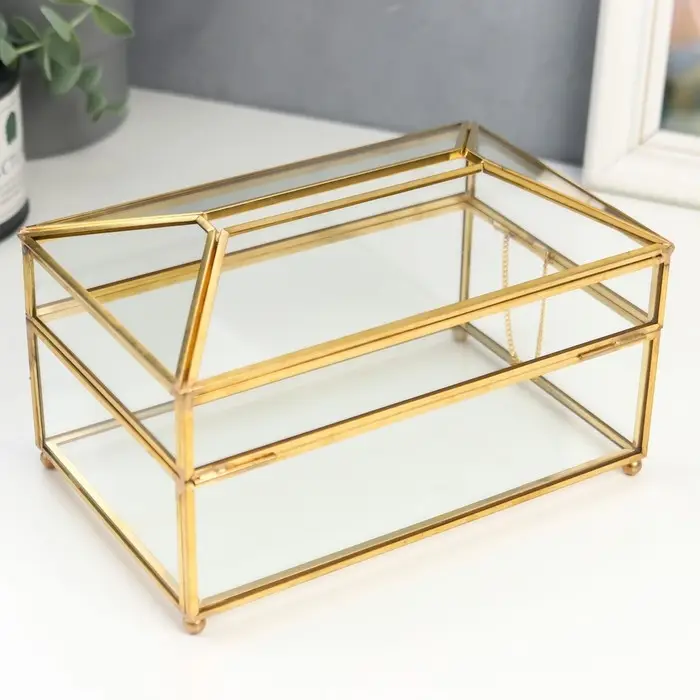 Шкатулка-салфетница &laquo;Золотые грани&raquo;, стекло, 11.8&times;10.3&times;19.2 см