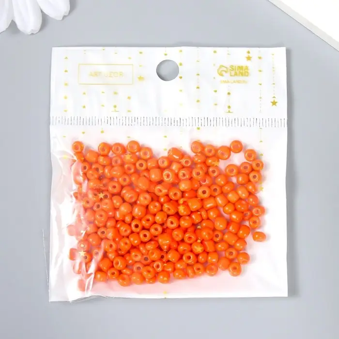 Бисер круглый 6/0 "Оранжевый" 20 гр