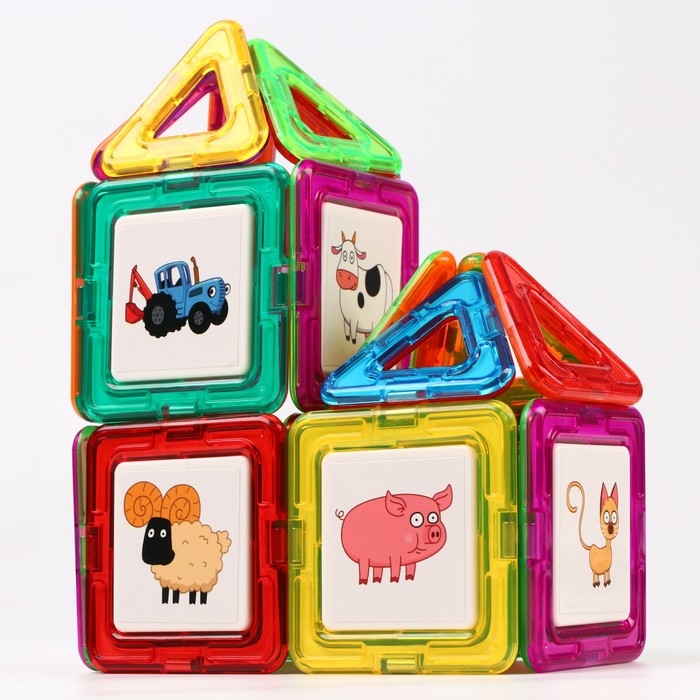 Магнитный конструктор &laquo;Синий трактор&raquo;, 28 деталей