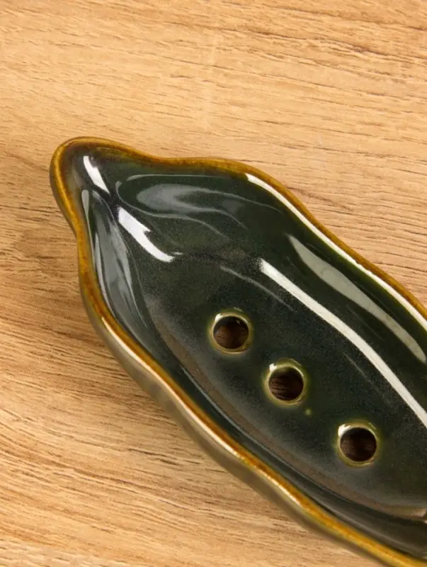 Соусник "Листочек"  керамика, цв. зелёный, 11х4х2,5 см