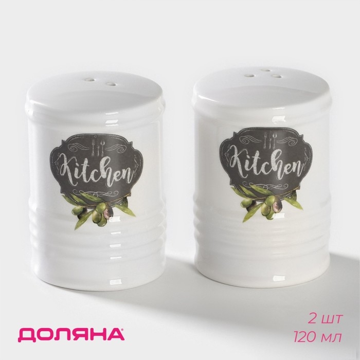 Набор для специй Доляна &laquo;Гурман&raquo;, 2 предмета: солонка, перечница, 120 мл