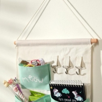 Органайзер подвесной с карманами Доляна &laquo;Мяу&raquo;, 3 отделения, 30&times;34 см, цвет бирюзовый