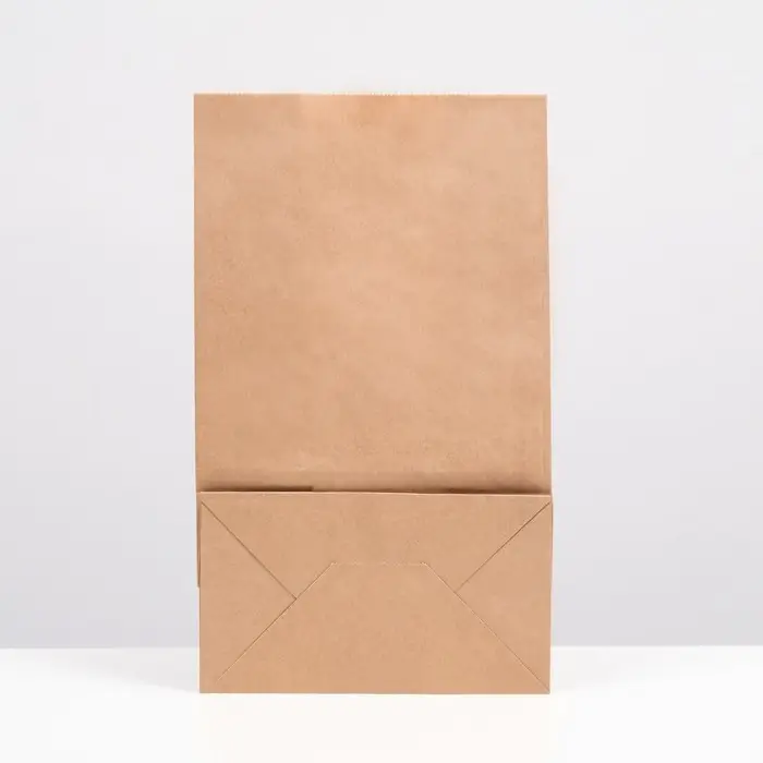 Пакет крафт бумажный фасовочный, прямоугольное дно, с клеевой лентой 24 х 14 х 40 см