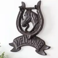 Дверной молоток чугун "Конь в подкове - Welcome" 18х2х21 см