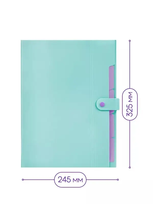 Папка А4, 5 отделений, Calligrata, 600 мкм, на кнопке, зеленая, матовая