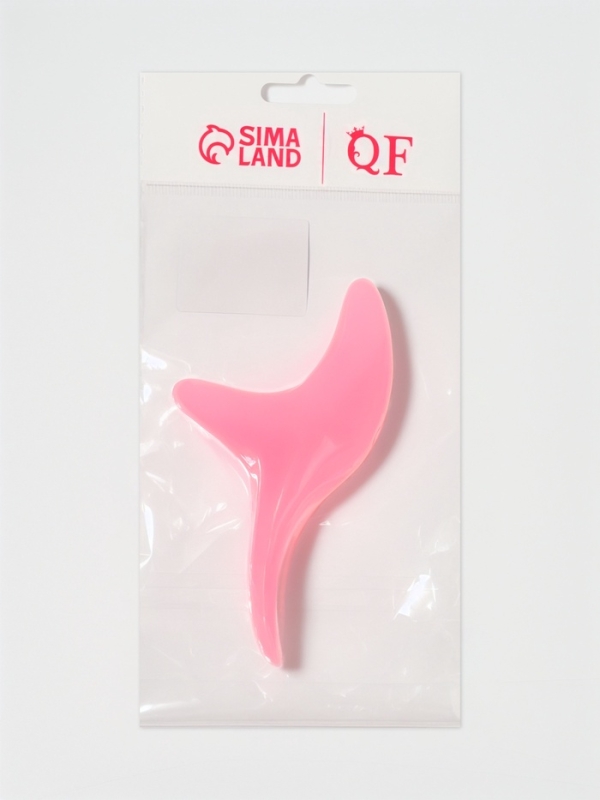 Массажер д/лица смола Гуаша Бумеранг 12*6*3,5см розовый пакет QF