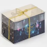 Коробка для капкейка &laquo;Фотографичный синий&raquo;, 16 х 8 х 10 см