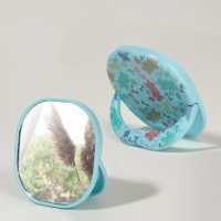 Зеркало карманное &laquo;Узор&raquo;, с подставкой, 8 &times; 8 см, цвет голубой