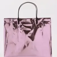 Пакет подарочный ПВХ, голография, розовый, пластиковая ручка, 26&times;22.5&times;10 см