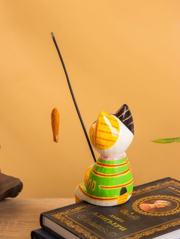 Сувенир &laquo;Кот рыбак в рубашке&raquo;, 6&times;8&times;16 см, дерево