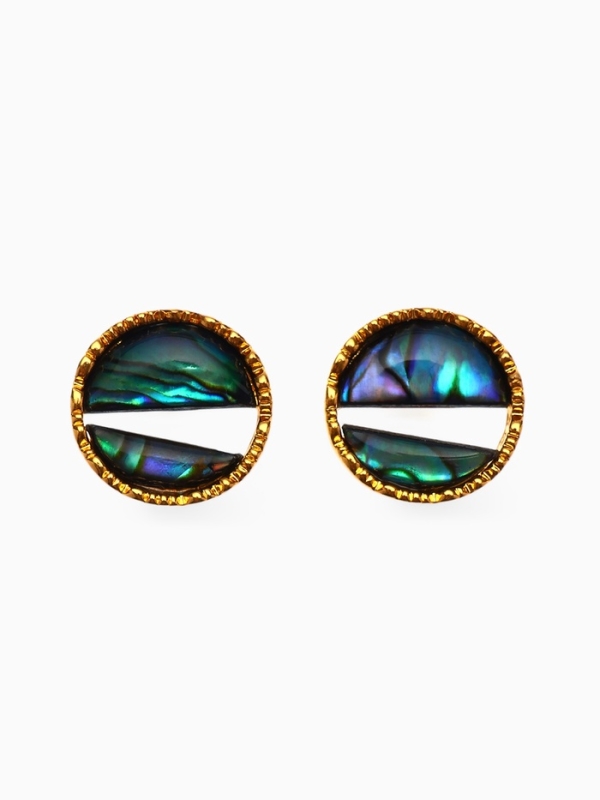 Серьги &laquo;Галиотис&raquo; круг, зелёные в золоте