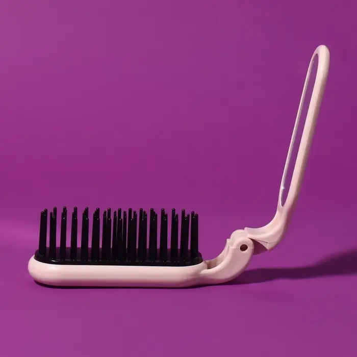 Расчёска массажная, складная, с зеркалом, 3 &times; 10 см, цвет МИКС