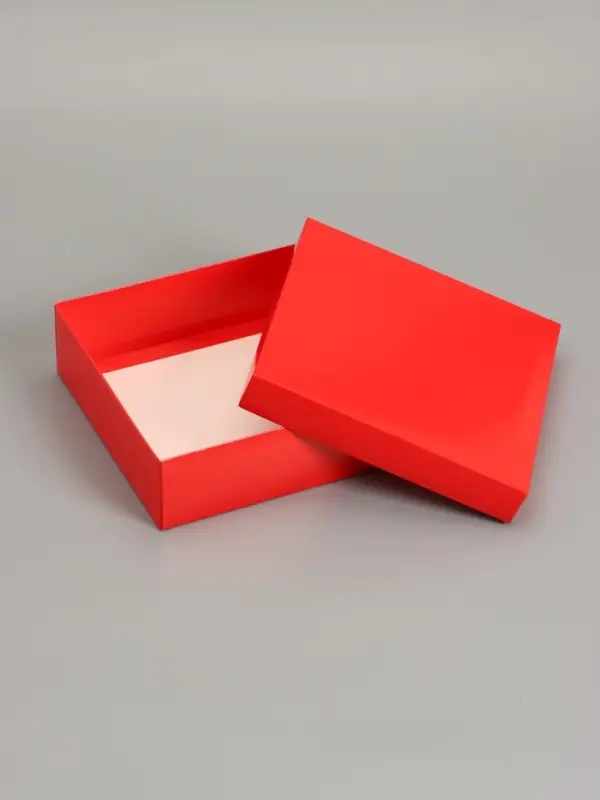 Коробка складная, крышка-дно, красная, 20 х 20 х 6 см