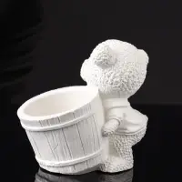 Кашпо "Медведь с горшочком" 9х10х6 см, натуральный