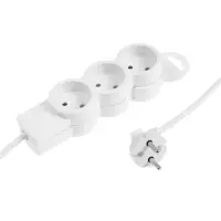 Удлинитель бытовой В приДАЧУ, 3 гнезда, 1,5м, 10 А, 2200 вт, ПВС 2&times;0,75мм2, без заземления, белый 10