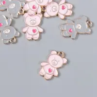 Металлический элемент, декоративная подвеска &laquo;Арт Узор. Мишка с сердцем&raquo;, эмаль, 1.7&times;1.3 см, МИКС