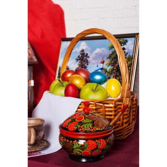 Сахарница &laquo;Ягодка&raquo;, большая, 13&times;15 см, хохлома