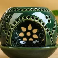 Аромалампа "Магнолия" керамика, цв. зелёный, 10х10х9 см