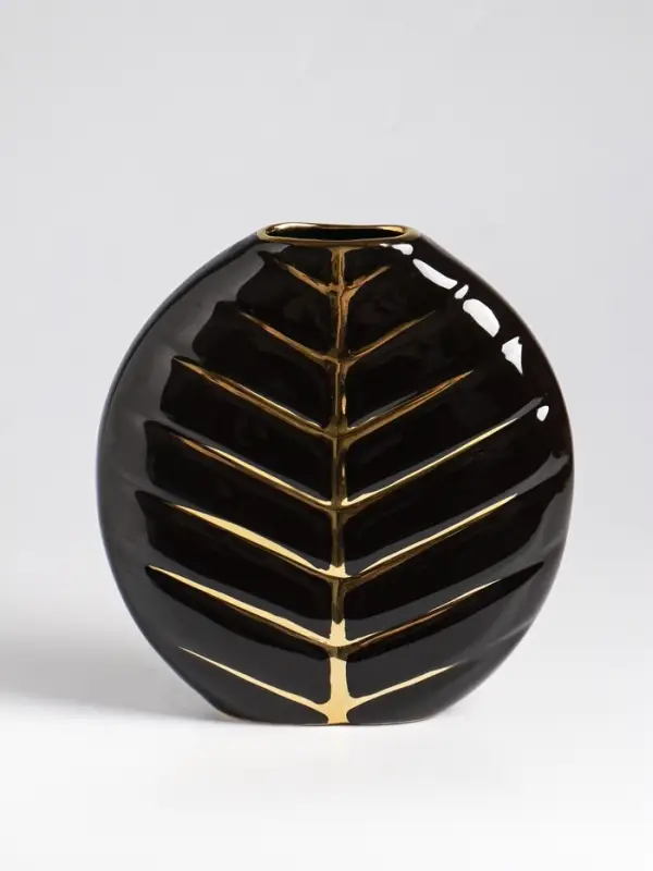 Ваза настольная керамика "Новайо" 18х17 см, чёрный