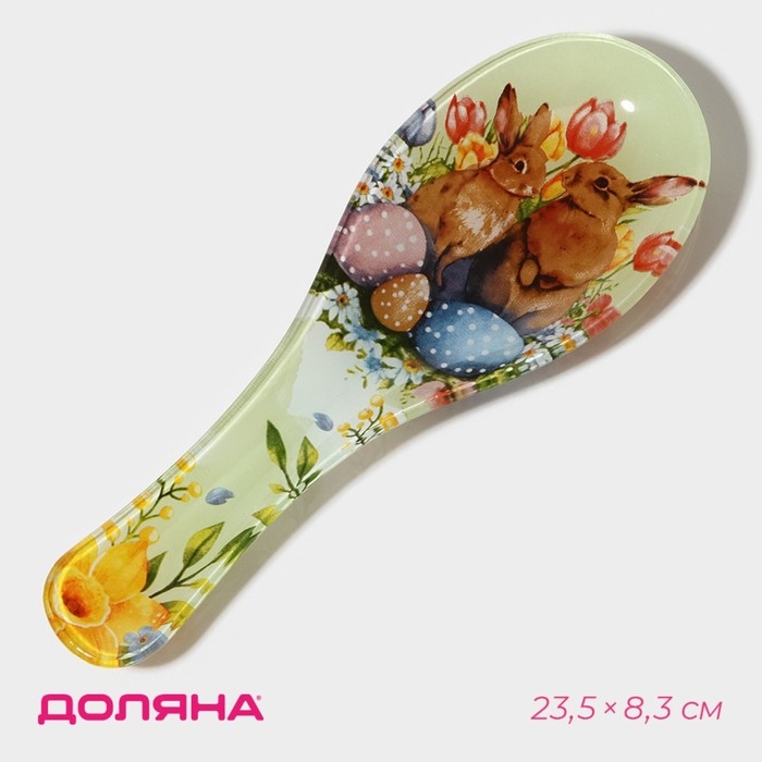 Подставка стеклянная под ложку Доляна &laquo;Акварель&raquo;, 23,5&times;8,3&times;1,5 см