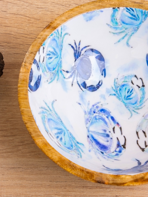 Миска "Крабы" дерево манго 17,5х17,5х6,5 см