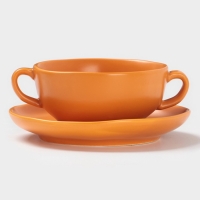 Бульонница Magistro "Potter" 255мл 15х2,5 цвет оранжевый с блюдцем