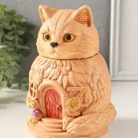 Шкатулка для украшений с крышкой &laquo;Кот Теремок&raquo;, 15&times;10 см, гипс, рыжий