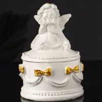 Шкатулка с бантами "Ангел " 12х9 см, перламутр